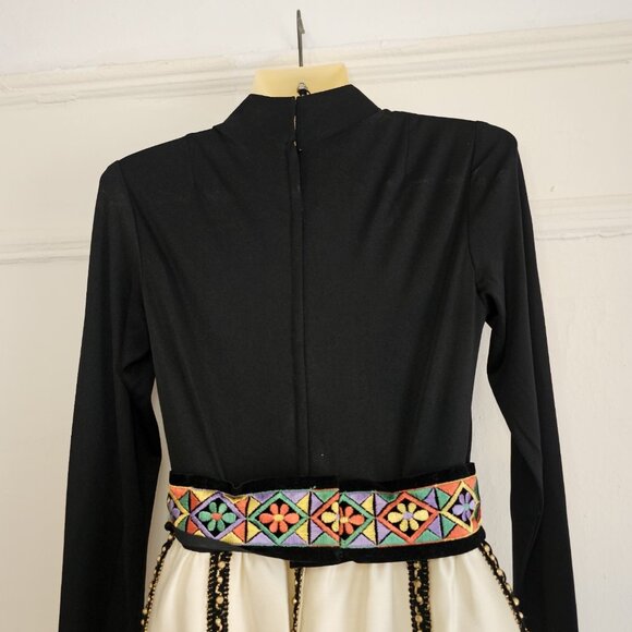 Vintage 1960s Hong Kong Hostess Maxi Gown Dress sz S Embroidered Black Cream - Picture 4 of 12